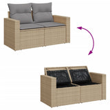 NNEVL 10 Piece Garden Sofa Set with Cushions Mix Beige Poly Rattan
