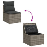 NNEVL 12 Piece Garden Sofa Set with Cushions Grey Poly Rattan