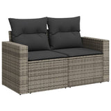 NNEVL 12 Piece Garden Sofa Set with Cushions Grey Poly Rattan