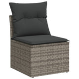 NNEVL 13 Piece Garden Sofa Set with Cushions Grey Poly Rattan