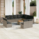 NNEVL 13 Piece Garden Sofa Set with Cushions Grey Poly Rattan
