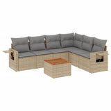 NNEVL 7 Piece Garden Sofa Set with Cushions Mix Beige Poly Rattan