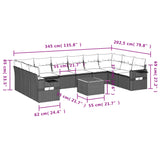 NNEVL 11 Piece Garden Sofa Set with Cushions Mix Beige Poly Rattan