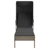 NNEVL Sun Loungers 2 pcs with Canopies and Table Grey Poly Rattan
