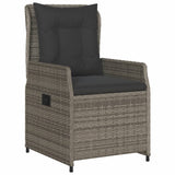 NNEVL 3 Piece Bistro Set with Cushions Grey Poly Rattan