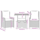 NNEVL 3 Piece Bistro Set with Cushions Grey Poly Rattan
