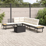 NNEVL 2 Piece Garden Sofa Set with Cushions Black Poly Rattan and Glass