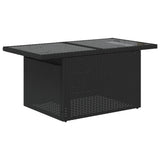 NNEVL 2 Piece Garden Sofa Set with Cushions Black Poly Rattan and Glass