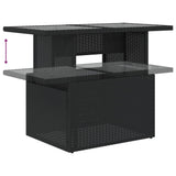 NNEVL 2 Piece Garden Sofa Set with Cushions Black Poly Rattan and Glass