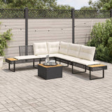 NNEVL 2 Piece Garden Sofa Set with Cushions Black Poly Rattan and Acacia