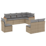 NNEVL 8 Piece Garden Sofa Set with Cushions Beige Poly Rattan