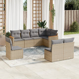 NNEVL 8 Piece Garden Sofa Set with Cushions Beige Poly Rattan