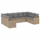 NNEVL 9 Piece Garden Sofa Set with Cushions Beige Poly Rattan