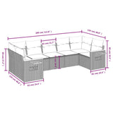 NNEVL 7 Piece Garden Sofa Set with Cushions Grey Poly Rattan