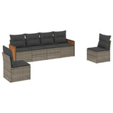 NNEVL 6 Piece Garden Sofa Set with Cushions Grey Poly Rattan