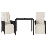 NNEVL 3 Piece Bistro Set with Cushions Black Poly Rattan