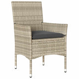 NNEVL 7 Piece Garden Dining Set with Cushions Light Grey Poly Rattan and Glass