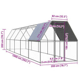 NNEVL Chicken Cage 2x10x2 m Galvanised Steel