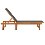 NNEVL Sun Loungers 2 pcs Black Solid Wood Acacia and Textilene