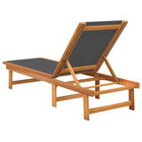 NNEVL Sun Loungers 2 pcs Black Solid Wood Acacia and Textilene