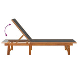 NNEVL Sun Loungers 2 pcs Black Solid Wood Acacia and Textilene