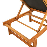 NNEVL Sun Loungers 2 pcs Black Solid Wood Acacia and Textilene