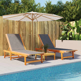 NNEVL Sun Loungers 2 pcs Black Solid Wood Acacia and Textilene