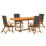 NNEVL 5 Piece Garden Dining Set Solid Wood Acacia and Textilene