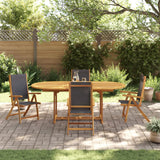 NNEVL 5 Piece Garden Dining Set Solid Wood Acacia and Textilene