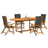 NNEVL 5 Piece Garden Dining Set Solid Wood Acacia and Textilene
