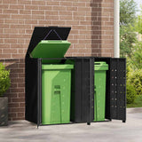 NNEVL Wheelie Bin Storage for 2 Bins Black 138x79x117 cm Steel