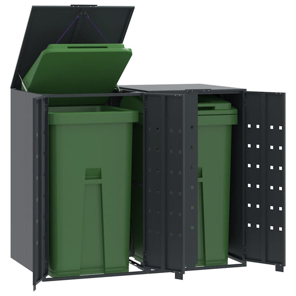 NNEVL Wheelie Bin Storage for 2 Bins Anthracite 138x79x117 cm Steel