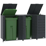 NNEVL Wheelie Bin Storage for 3 Bins Anthracite 207x79x117 cm Steel