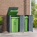 NNEVL Wheelie Bin Storage for 2 Bins Grey 138x79x117 cm Steel
