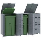 NNEVL Wheelie Bin Storage for 3 Bins Grey 207x79x117 cm Steel