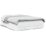 NNEVL Bed Frame with Drawers without Mattress White 135x190 cm
