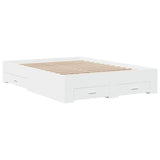 NNEVL Bed Frame with Drawers without Mattress White 135x190 cm