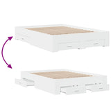 NNEVL Bed Frame with Drawers without Mattress White 135x190 cm