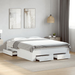 NNEVL Bed Frame with Drawers without Mattress White 135x190 cm