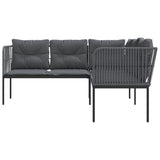 NNEVL Garden Sofa with Cushions L-shaped Black Steel and Textilene