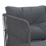 NNEVL Garden Sofa with Cushions L-shaped Black Steel and Textilene