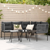NNEVL Garden Sofa with Cushions L-shaped Black Steel and Textilene