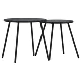 NNEVL Garden Coffee Tables 2 pcs Round Black Powder-coated Steel