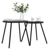 NNEVL Garden Coffee Tables 2 pcs Round Black Powder-coated Steel