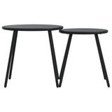 NNEVL Garden Coffee Tables 2 pcs Round Black Powder-coated Steel