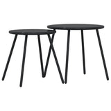 NNEVL Garden Coffee Tables 2 pcs Round Black Powder-coated Steel