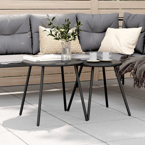 NNEVL Garden Coffee Tables 2 pcs Round Black Powder-coated Steel