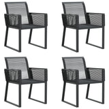 NNEVL Garden Chairs 4 pcs Black Poly Rattan