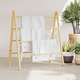 NNEVL Double Towel Ladder with 4 Rungs 90x50x100 cm Bamboo