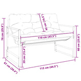 NNEVL Garden Bench with Cushion Anthracite 113 cm Steel